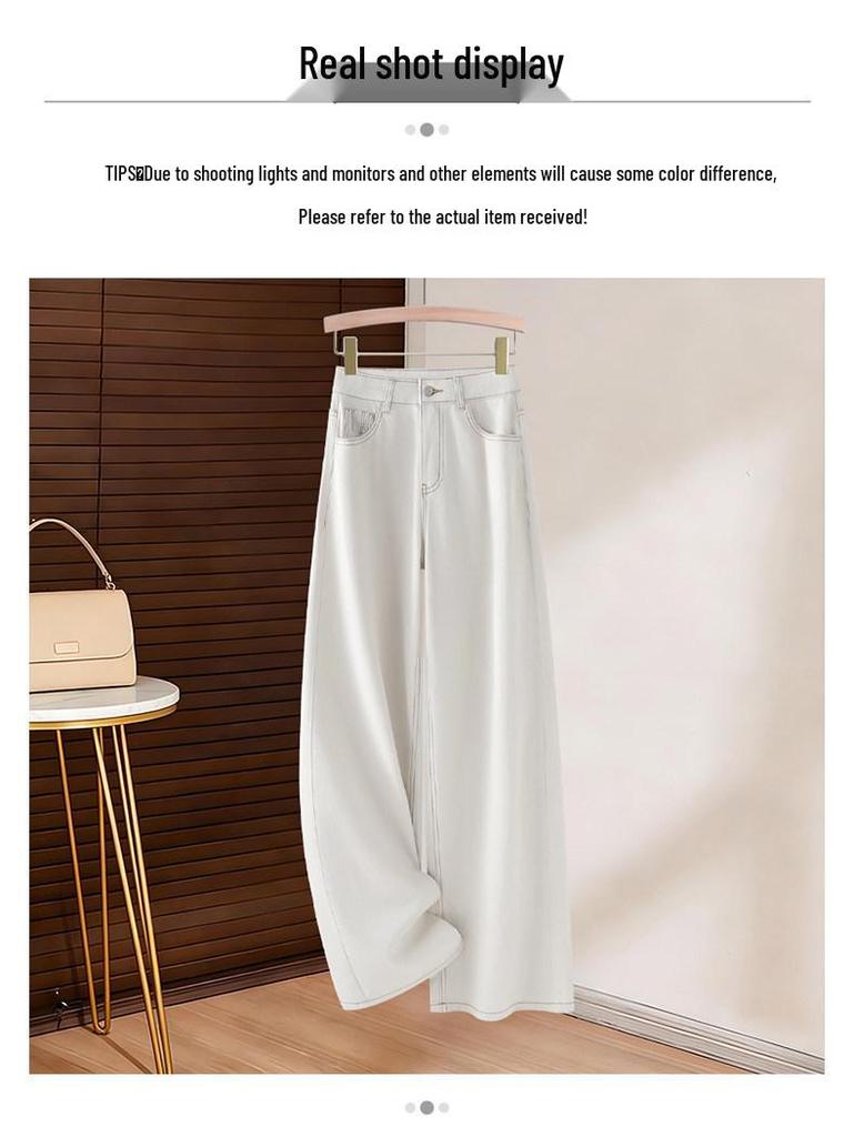Women's Simple Casual High-Waisted Wide-Leg Jeans - 2026 Spring/Autumn New 3D Cut Slimming Straight Leg Pants