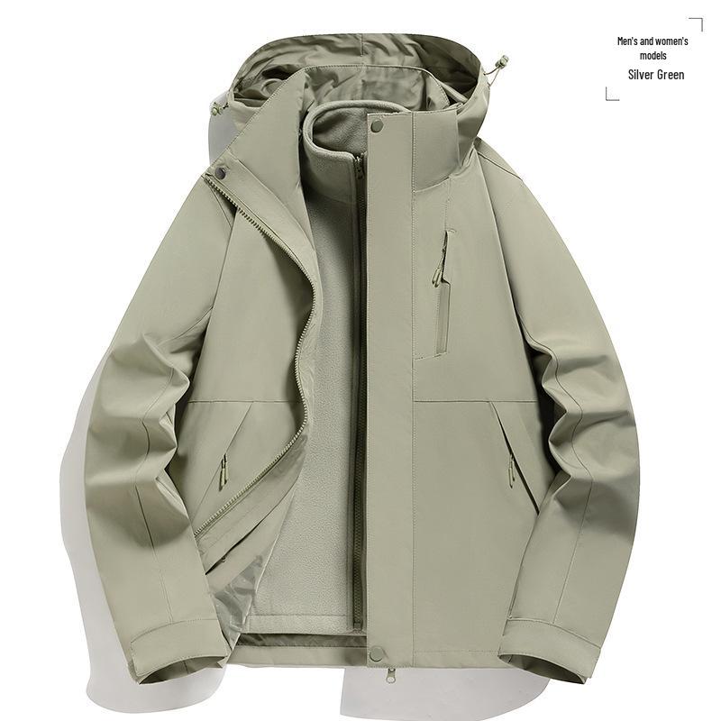 6XL Unisex 3-in-1 Ski Jacket Set: Thickened, Detachable for Autumn/Winter