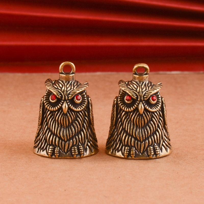Artistic Owl Shape Metal Windchimes Bells Antique Keychain Pendant Elegant Bag Good Luck Ornament Craft Decors Gift