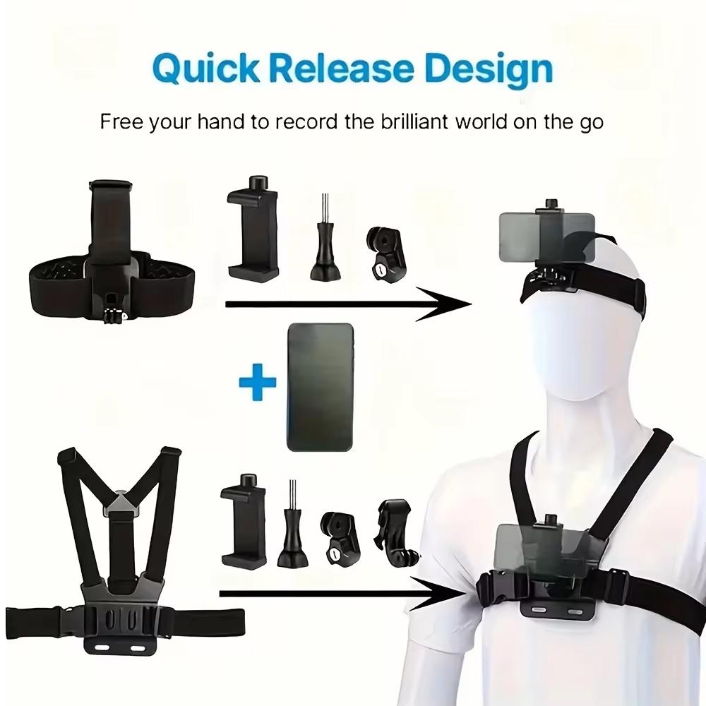 7-in-1 Action Camera Accessories Set Head Strap Chest Strap Mount Phone Holder For GoPro Insta360 SJCAM Osmo Akaso Smartphones