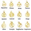 Women Constellation Zodiac Charm Strand Bracelet Natural Stone Indian Jasper Beads Gold Plated Fashion Jewelry Gifts