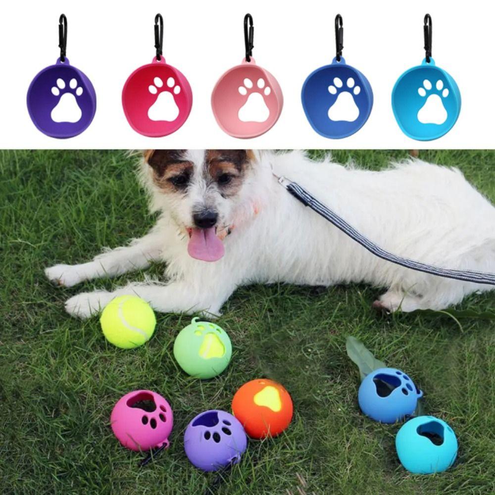 Colorful Dog Toy Ball Protective Cover with Hook Pet Ball Holder  for Cats/Puppy