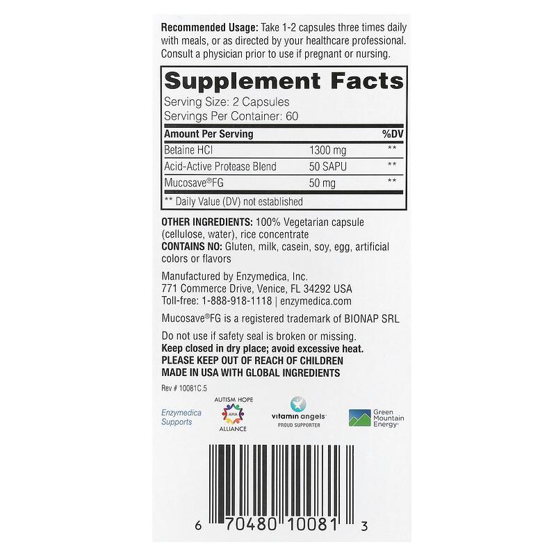 Betaine HCl, 120 Capsules