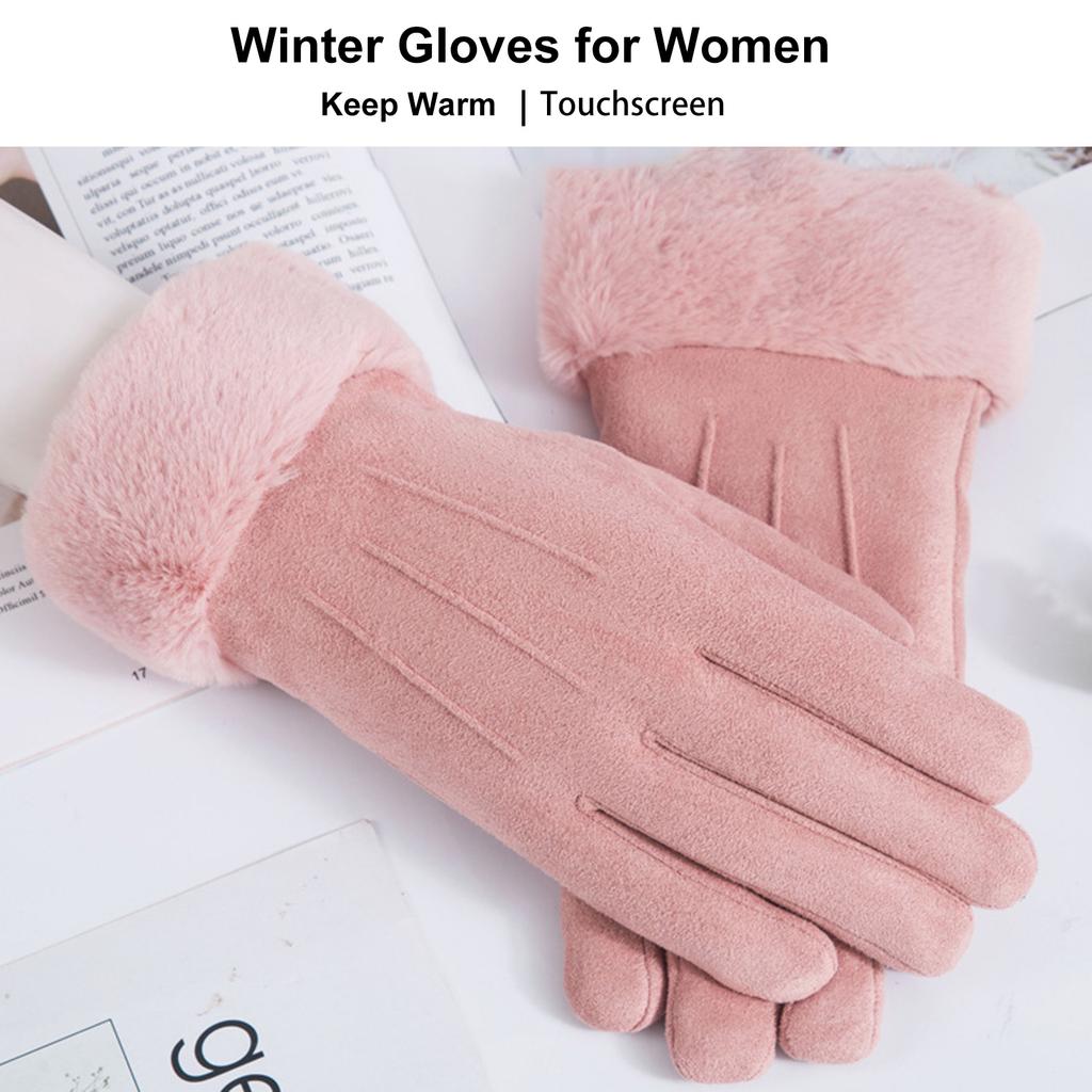 Winter Gloves for Women Touchscreen Women s Winter Warm Suede Gloves for Cycle Driving Skiing Outdoor Sports