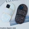 Luxury Soft TPU Mirror Sparkling Diamond Slippers Phone Case For iPhone 15 Pro Max 11 12 13 14 Pro Max Bumper Bracket Back Cover