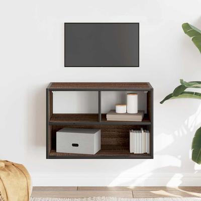 TV Cabinet Brown Oak Effect 60 X 31 X 39.5 Cm Particleboard and Metal