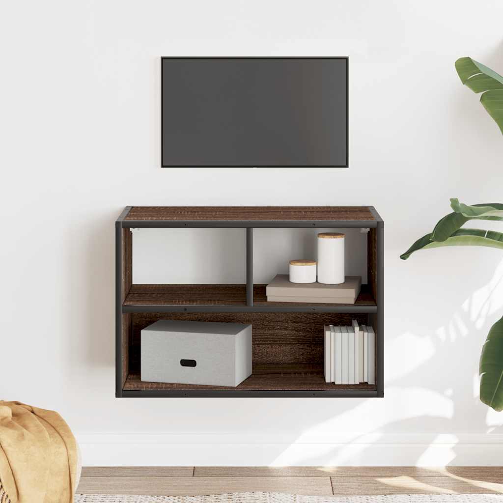 Mobile TV Effetto Rovere Marrone 60 x 31 x 39,5 cm Truciolato e Metallo