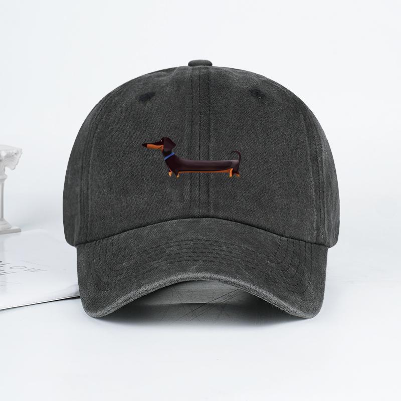 Dachshund Print Washed Baseball Cap Adorable Retro DogThemed Style Perfect for Outdoor Walks and Pet Gatherings The Ideal Gift