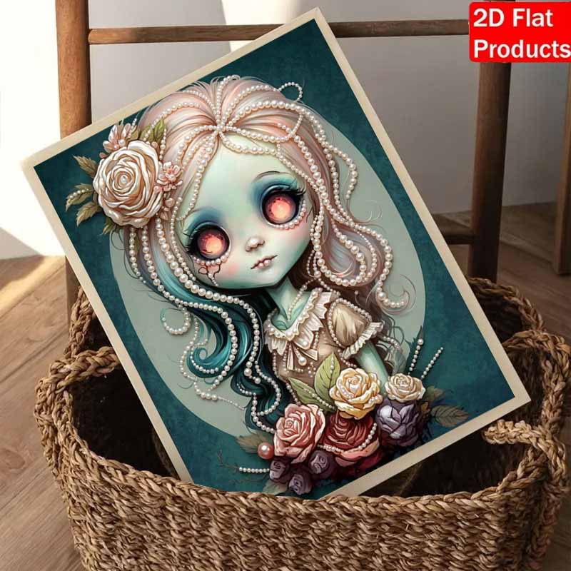 DIY 3D Pearl Painting Canvas Elegant Flower Girl Portrait Relaxing Leisure Craft Kit for Adults Home Wall Decoration