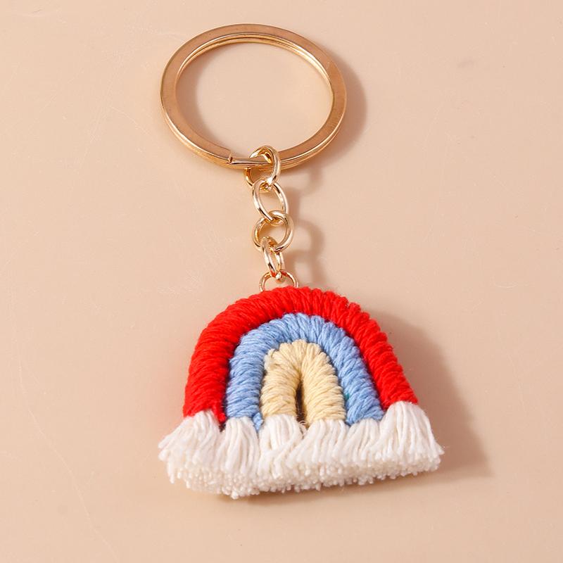 Chaveiro Arco-Íris Fofo Feito à Mão Bola Macia e Fofa Pingentes para Chaveiro para Mulheres Meninas Decoração de Bolsa de Mão Joias Artesanais DIY Presente