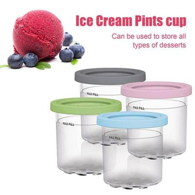4st Glasspints Cup Ersättning för Cerami Breeze Containers Cups Kompatibel med NC299AM C300s Series Creamy Ninja Breeze Ice Cream Maker