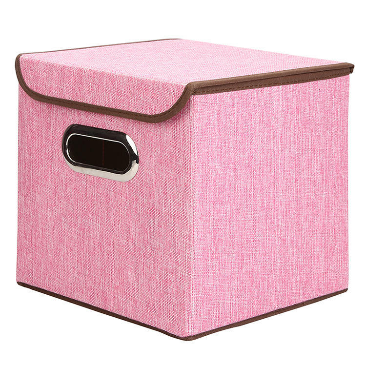 Square Cotton Linen Folding Storage Box Home Bedroom Clothes Quilt Storage Organizer Fabric Underwear Storage Box with Cover