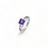 925 Sterling Silver Amethyst Ring – Princess Cut Natural Purple Gemstone Elegant Band for Women