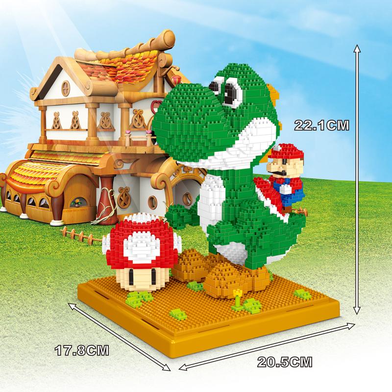 Non-Toxic Micro Building Blocks Toys Cartoon Mini Figures Yoshi Mario Diy Small Particle Blocks Game Kids Gifts