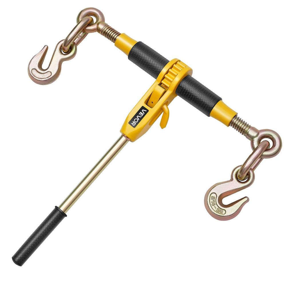 Ratchet Chain Binder, 5/16 In X 12.8 Ft G80 Chains, 8000 Lbs Working Load of Ratchet Load Binder, Chains and Binders Set, Tie Down Hauling Chain