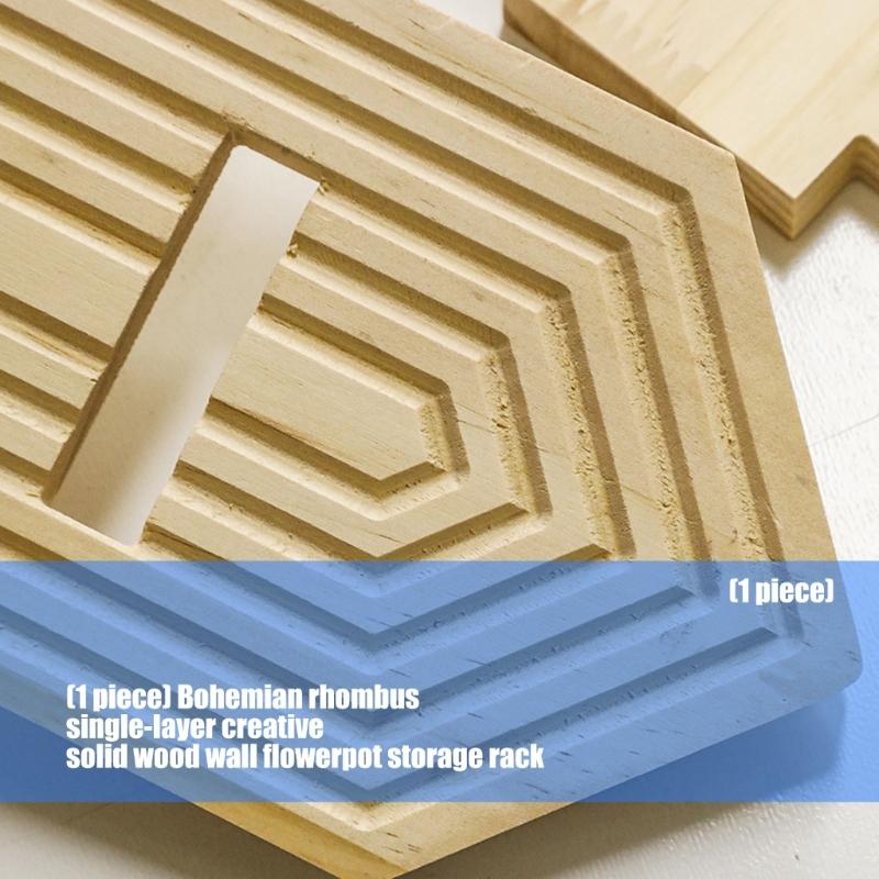 Natural Solid Wood Single Layer Bohemians Wall Shelf For Flower Pots And Home Ornaments Easy Installation