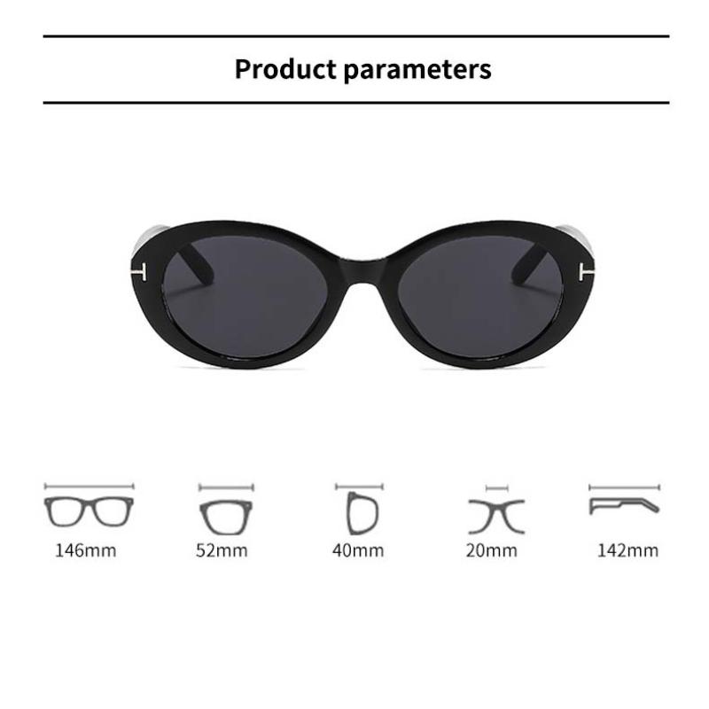 New Retro Oval T-shaped Sunglasses Women's Fashion Street Photography Trend Versatile Sunglasses UV400 Shades Eyewear