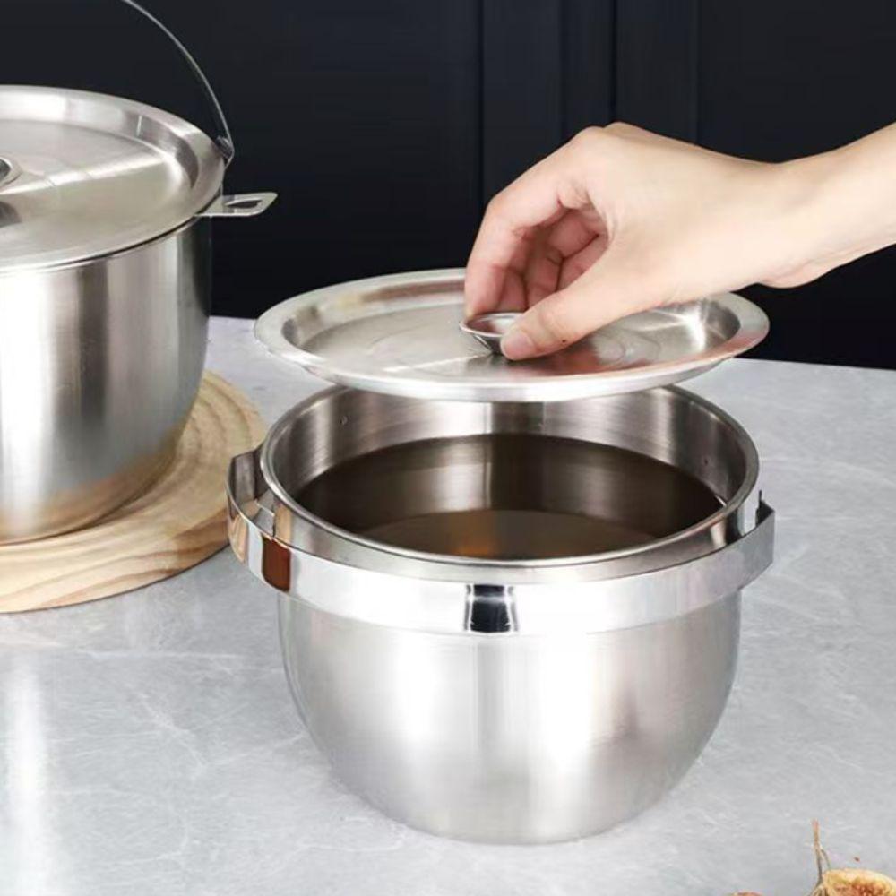 316 Stainless Steel Oil Strainer Tank with Filter Mesh Grease Container Mixing Bowl  Restaurant