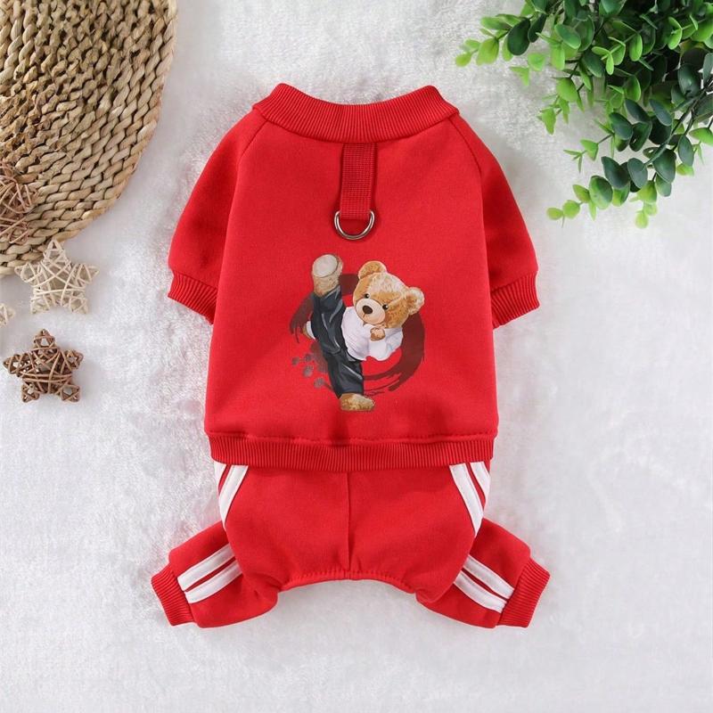 

Теплый Утолщенный Свитшот с 4-мя Лапами и Рисунком Плюшевого Мишки для Маленьких Собак и Кошек, Подходит для Прогулок на Улице Осенью/Зимой XS красный