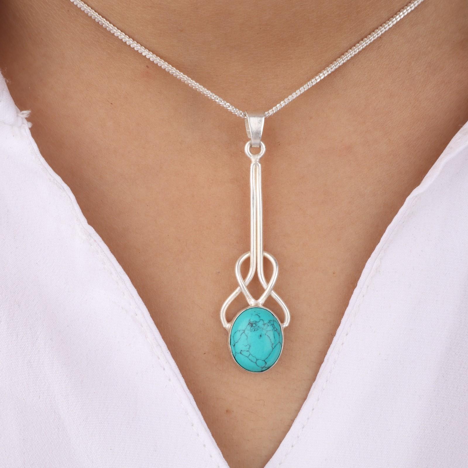 

Редкий камень бирюзового цвета, серебро 925 пробы, ювелирное изделие ручной работы, кулон 1,79 PP-60-32