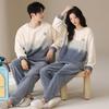 Winter Neu Flanell Verdickt Samt Rundhals Pullover Paar Pyjama Set, Tragen Warme Hauskleidung
