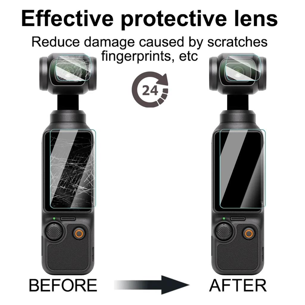 Tempered Glass Screen Protector for DJI Osmo Pocket 4 with Camera Lens Protective Films Shatterproof Cover for DJI Pocket 4/3/2