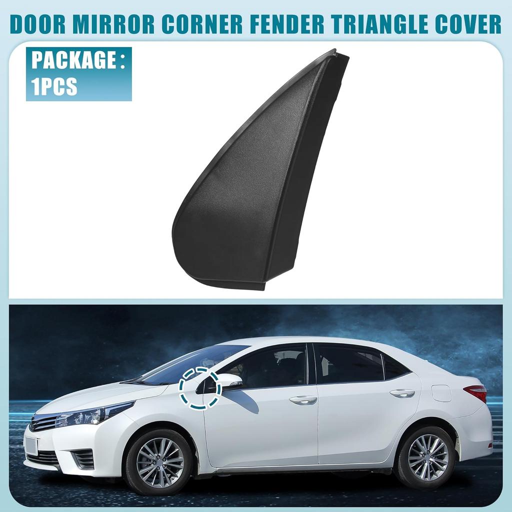 Front Left Door Mirror Corner Mudguard Triangle Cover No.6011802170 for Toyota Corolla 2014-2016 Plastic Black