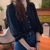 Spring Autumn Women's Shirt Lantern Long-sleeved Polka Dot Chiffon Shirt Female Loose Light Mature Blouse
