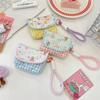 Portable Cartoon Printed Coin Purse Polyester Card Holder Floral Small Pouch Earphone