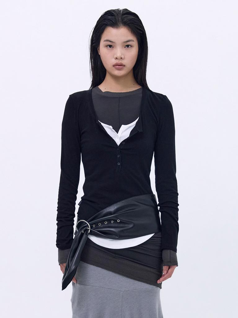 CERRIC Button Layered Top _ Black