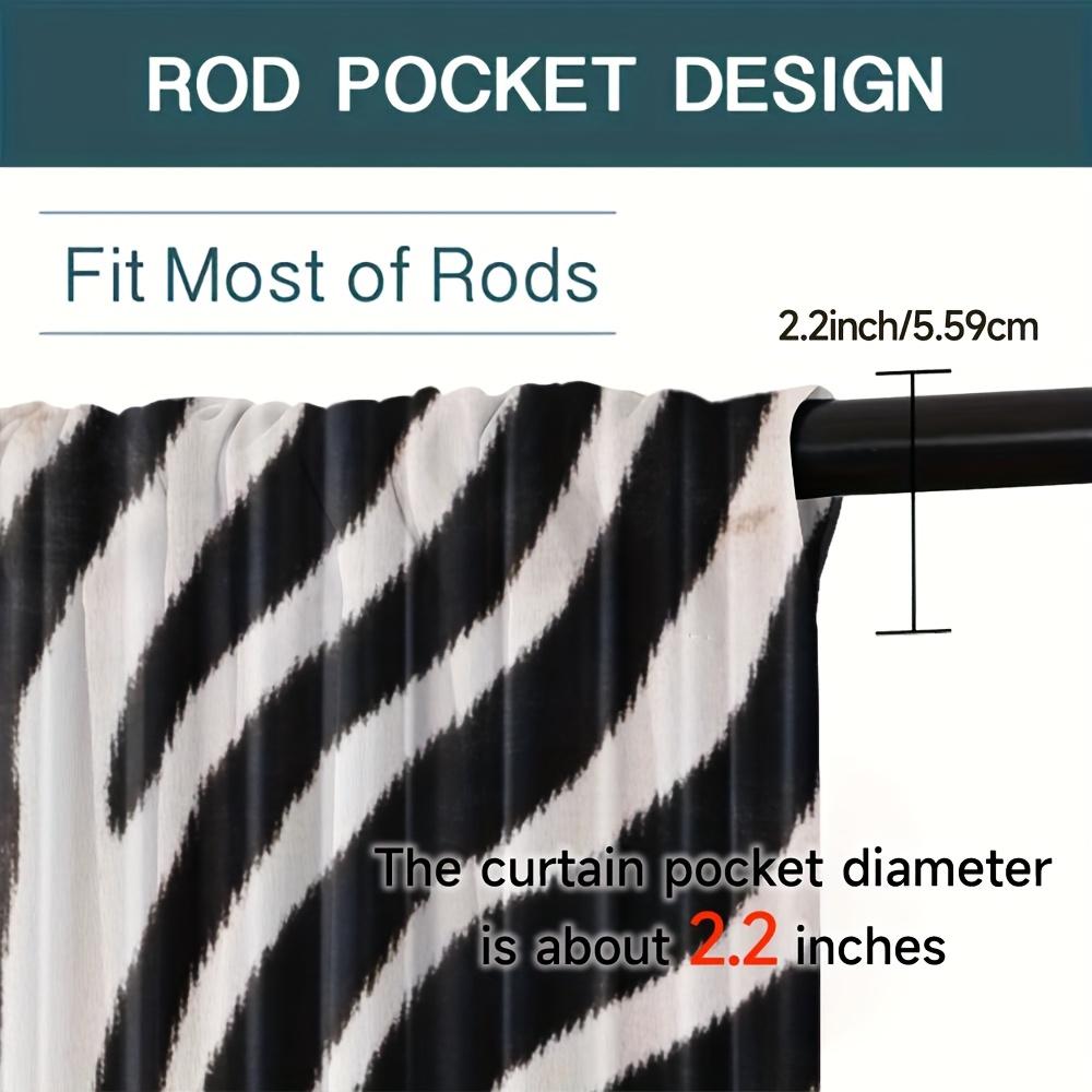 Set Of 2 Tiger Curtains Semi Sheer Window Drapes Black White Animal Print Treatments Curtain With Rod Pocket Polyester