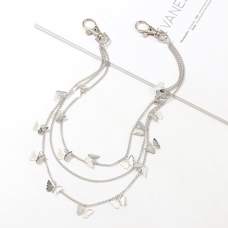 Punk Butterfly Belt Waist Chain Women Pants Multi Layer Hiphop Keychain Jewelry