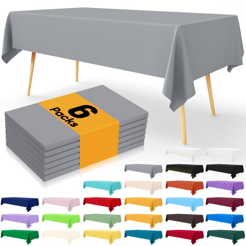Homaxy Versatile Disposable Table Cloth  Plastic Waterproof Tablecloth Decorative Rectangle Table Covers of Party Camping Picnic