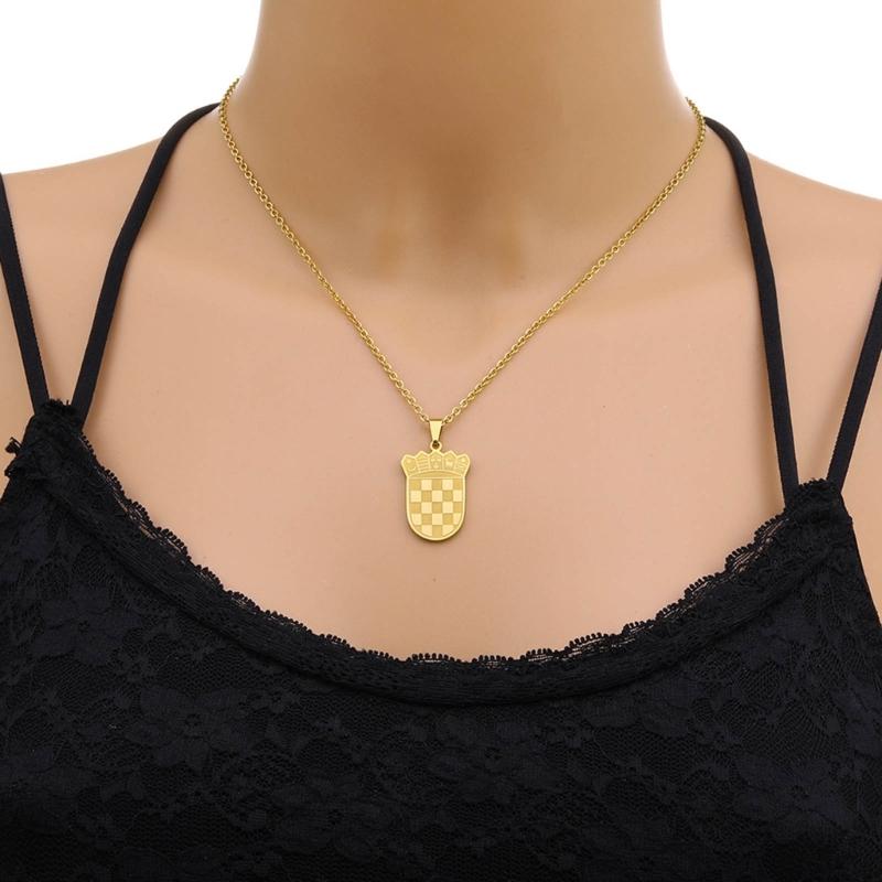 Croatia Map Pendant Necklace Fashionable Croatian Flag Neckchains Adjustable Ethnic Collarbone Chains Couple Jewelry
