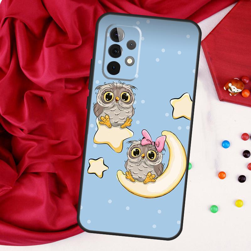 Cute Cartoon Owl Cover For Samsung Galaxy A54 A34 A14 A33 A32 A52 A53 A51 A71 A13 A23 A73 A12 A22 A21S Shell