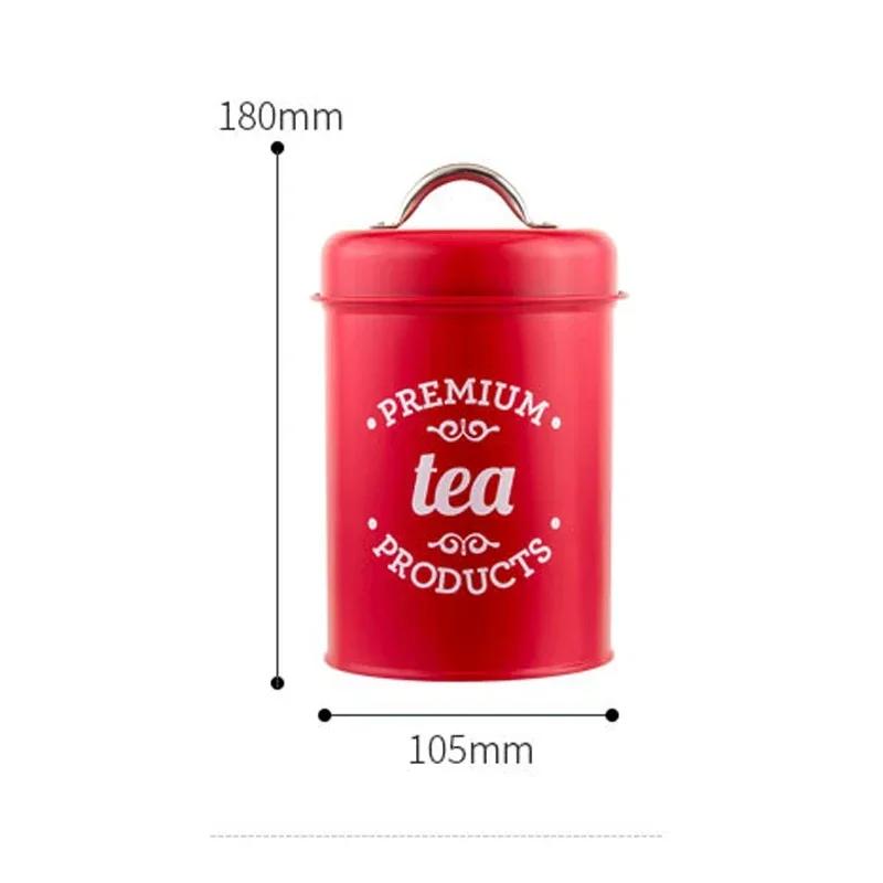1.2L Storage Canister Jars for Tea Coffee Sugar, Vintage Metal Kitchen Food Storage Container Sealed Cookie Cans Kitchen Supply