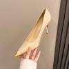 Autumn New Widened High Heels Patent Leather Pointed Heel Iron Head Temperament Professional Single Shoes Women's Wide Fat Feet Shoes