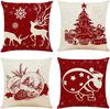 New Christmas Pillow Cushion Dwarf Elk Santa Claus Series Sofa Decoration Linen Pillow Cover