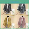 Cotton Plaid Shirt For Women With Vintage Style And Long Sleeves For Casual Wear