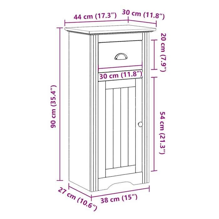 VidaXL Armoire de salle de bain BODO blanc et marron 44x30x90 cm, armoire de rangement de salle de bain, placard de salle de 4016858