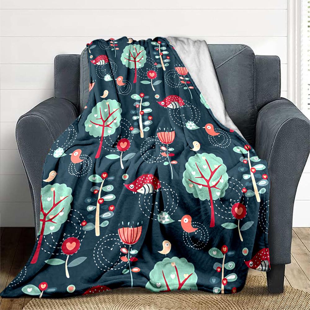 1pc Forest Creatures Lightweight Flannel Blanket, Comfortable and Warm Blanket, for Office and Camping Sofa Bed, Livingroom127