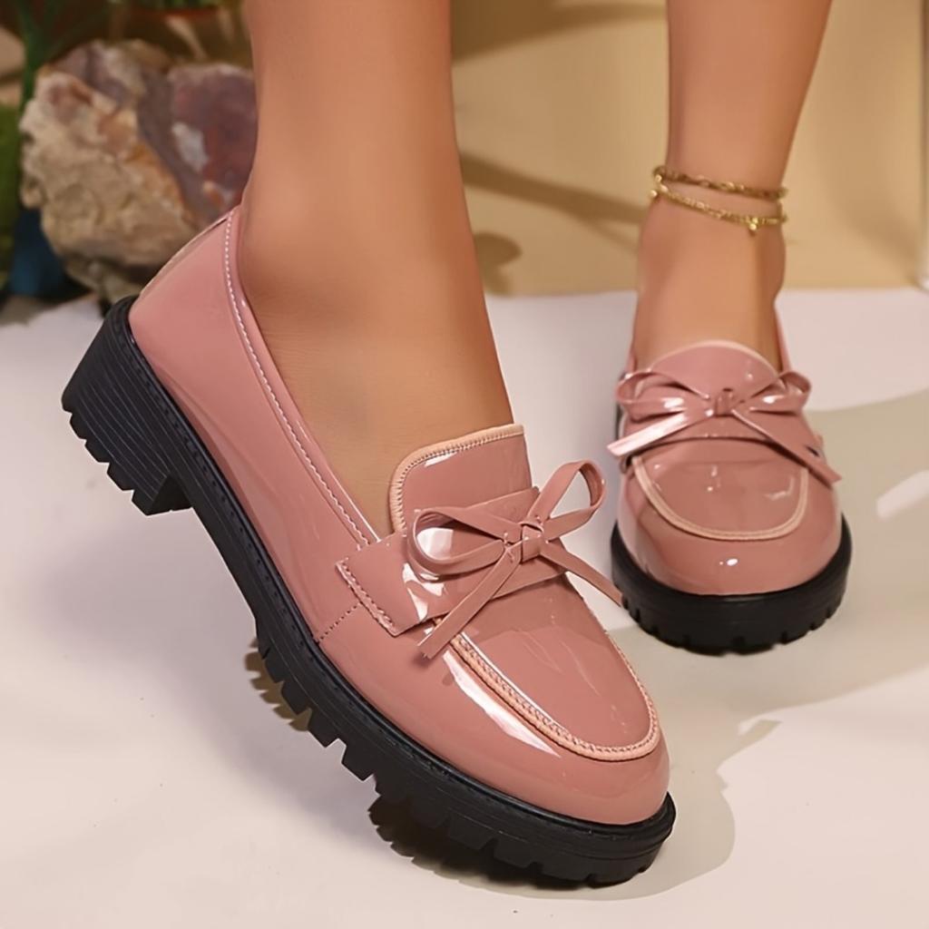 Damen Glänzende Rote Freizeitschuhe - Rutschfest Schleifendekoration, Glänzende Ballerinas, Vielseitiges Design, Eleganter Stil, Geeignet für Bürokleidung