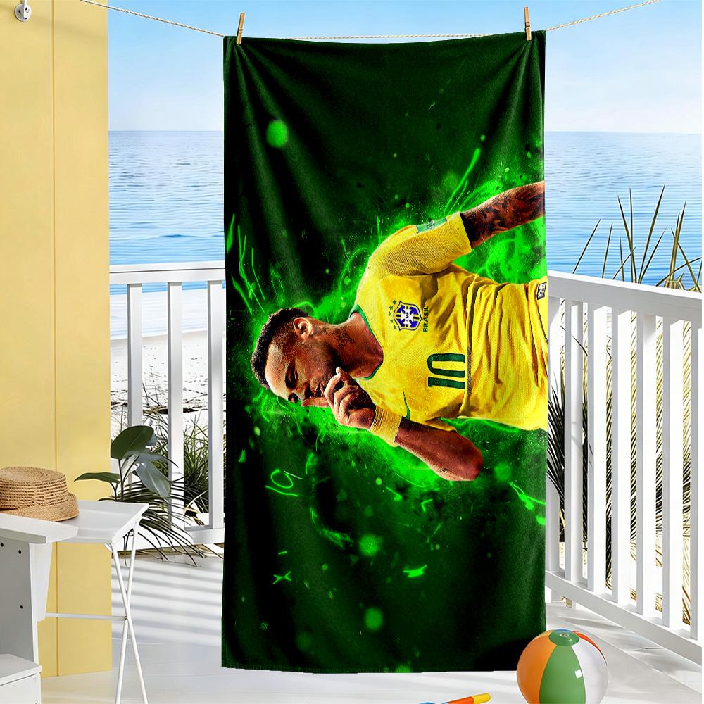Neymar's Brazilian Brilliance Beach Towel Super Soft Microfiber Quickdry Fabric Comfortable Lightweight Perfect for Traveling Yoga Camping and Swimmin