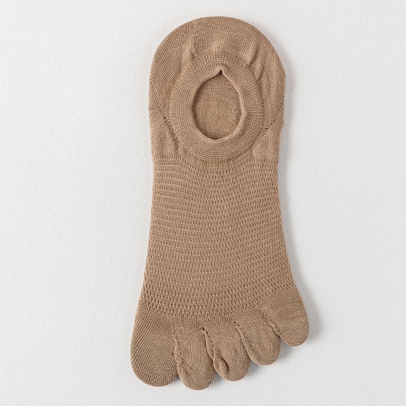 Men Summer Thin Shallow Mouth Invisible Boneless Anti Pilling Can Not Drop Heel Five Finger Socks