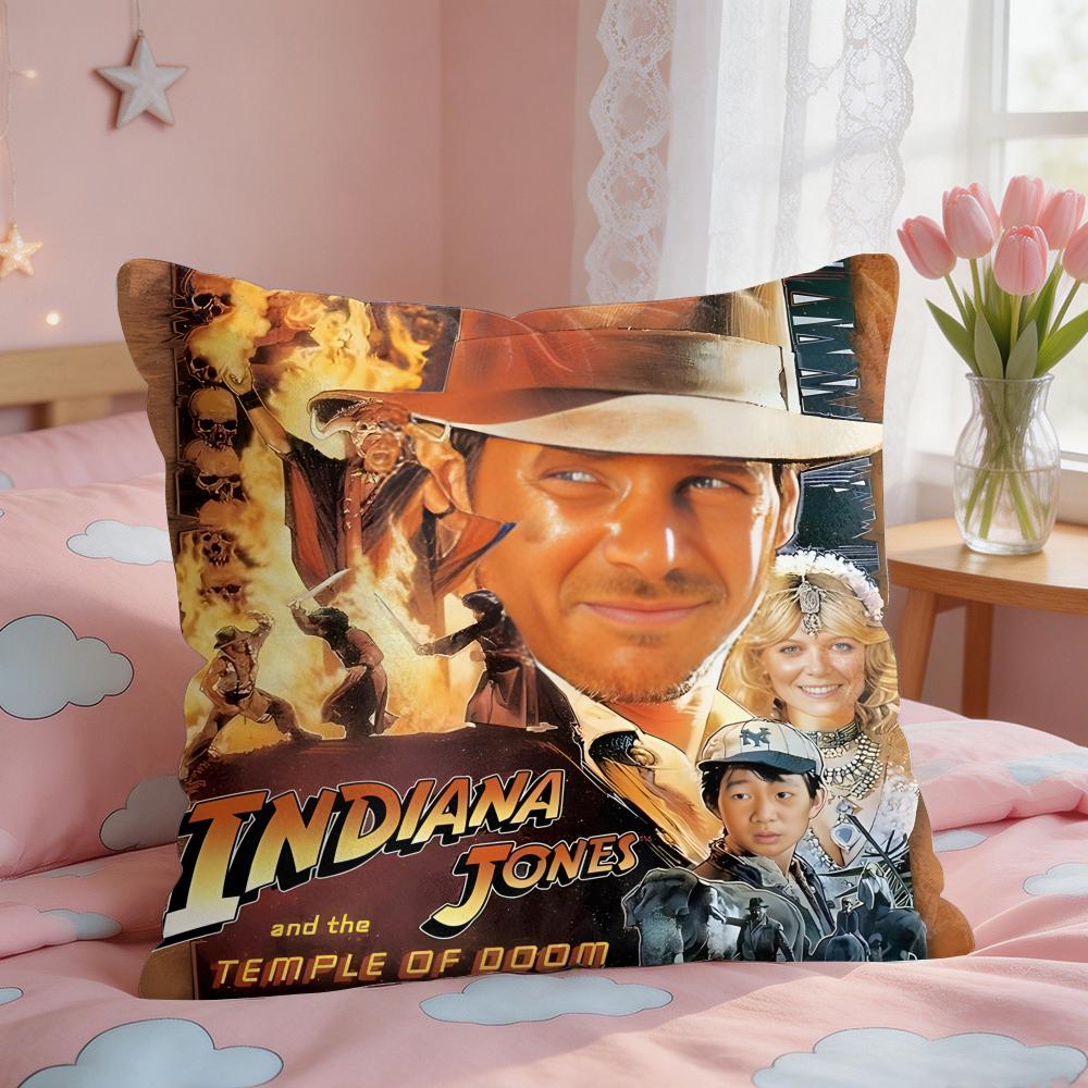 Movie IIndiana JJones Cushion Cover Square Short Plush Pillow Case Living Room Sofa Home Decor Funda X