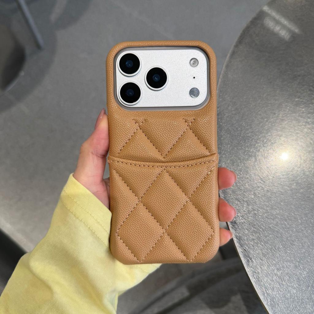Xiaoxiangfeng rhombus card leather pattern is suitable for Apple 17Promax mobile phone case iPhone16 solid color 15/14/13
