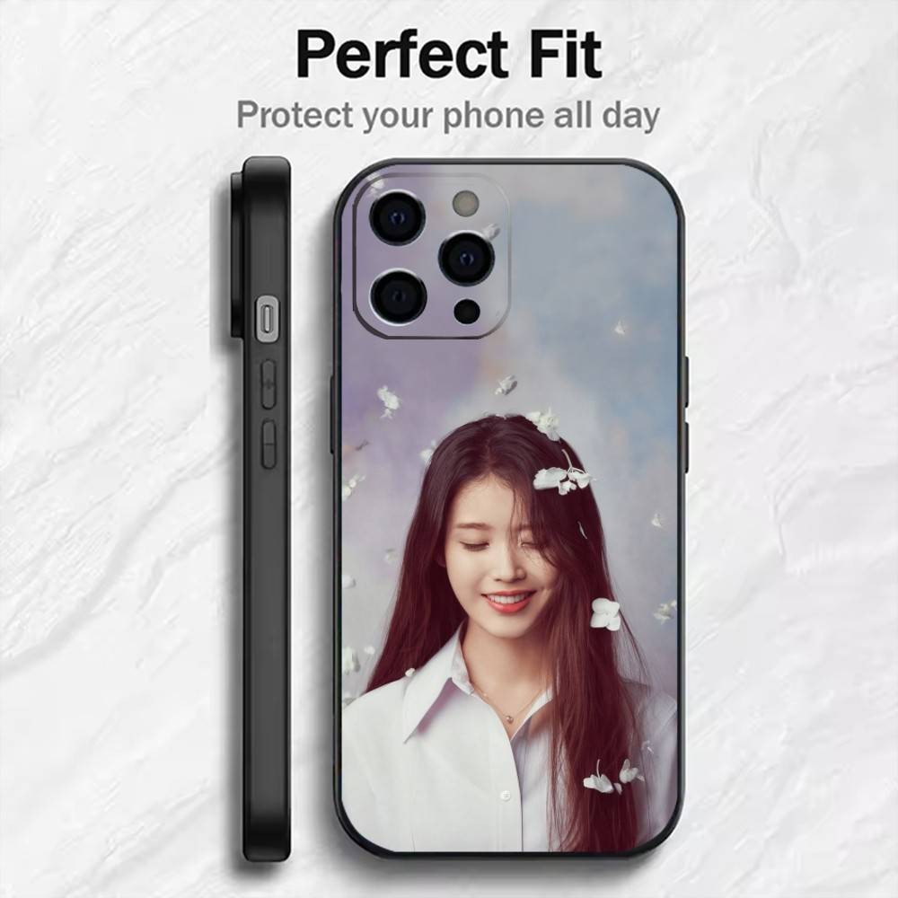 I-U J-Ji-eun Lee-e Printing Phone Case For iPhone17,16,15,14,13,12 Plus,Max Soft Silicone Black Cover