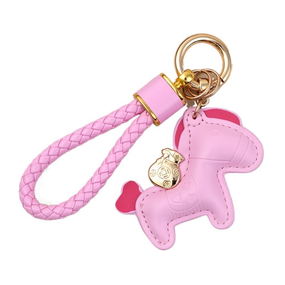 

Cartoon Style Zodiac Pony PU Doll Candy Color Year Horse Mascot Pony PU Keychain New Year Gift