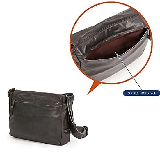 Doubles Crossbody Genuine Leather Shoulder A4 Black Men's Bag, Size, VWE-1926,