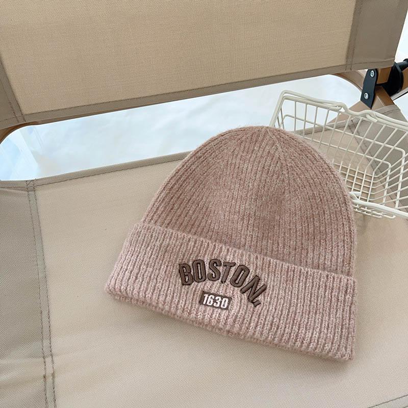 Letter Embroidered Kids Beanie Cap Winter Warm Knitted Wool Hat for Boy Girl Korean Solid Color Children Skullcap 3-10Y